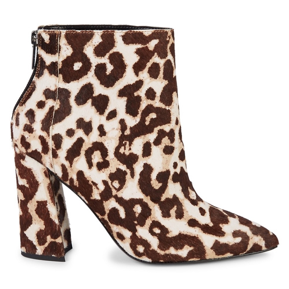 CHARLES DAVID Snow Leopard Calf Hair Point-Toe Boo